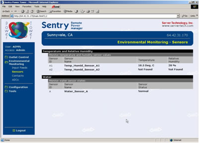 Server Technology Smart PDU Web Interface Screen Shot